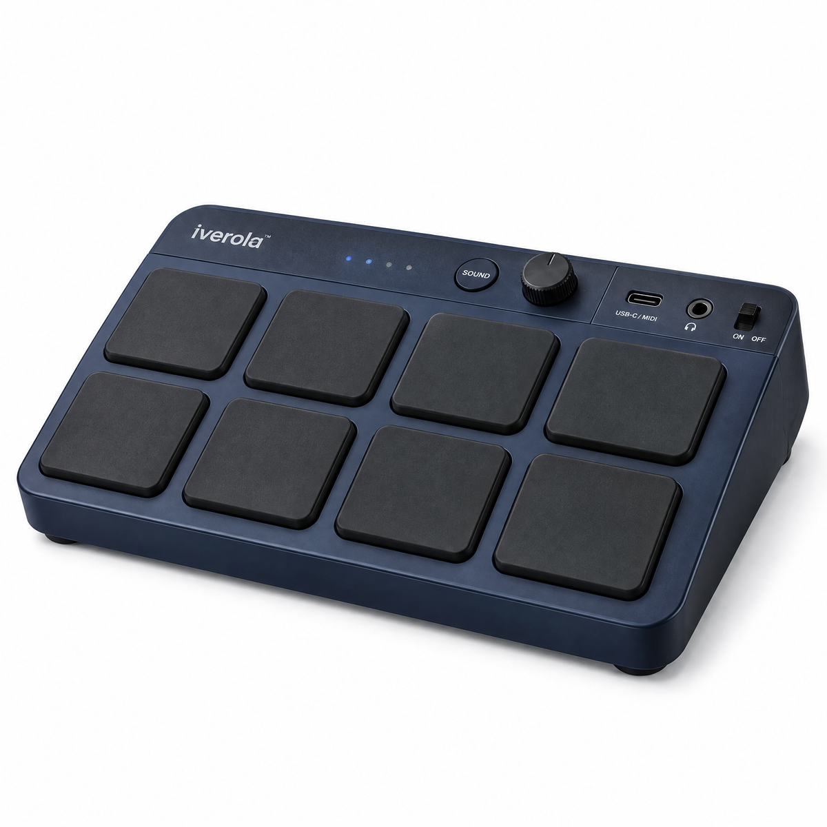 Iverola™ RhythmDeck Portable Electronic Drum Pad — Rechargeable Finger Drumming Controller with Velocity-Sensitive Pads, Built-In Drum Sounds, Headphone Output &amp; USB MIDI Connectivity for Music Production and Beat Making
