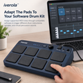 Iverola™ RhythmDeck Portable Electronic Drum Pad — Rechargeable Finger Drumming Controller with Velocity-Sensitive Pads, Built-In Drum Sounds, Headphone Output &amp; USB MIDI Connectivity for Music Production and Beat Making