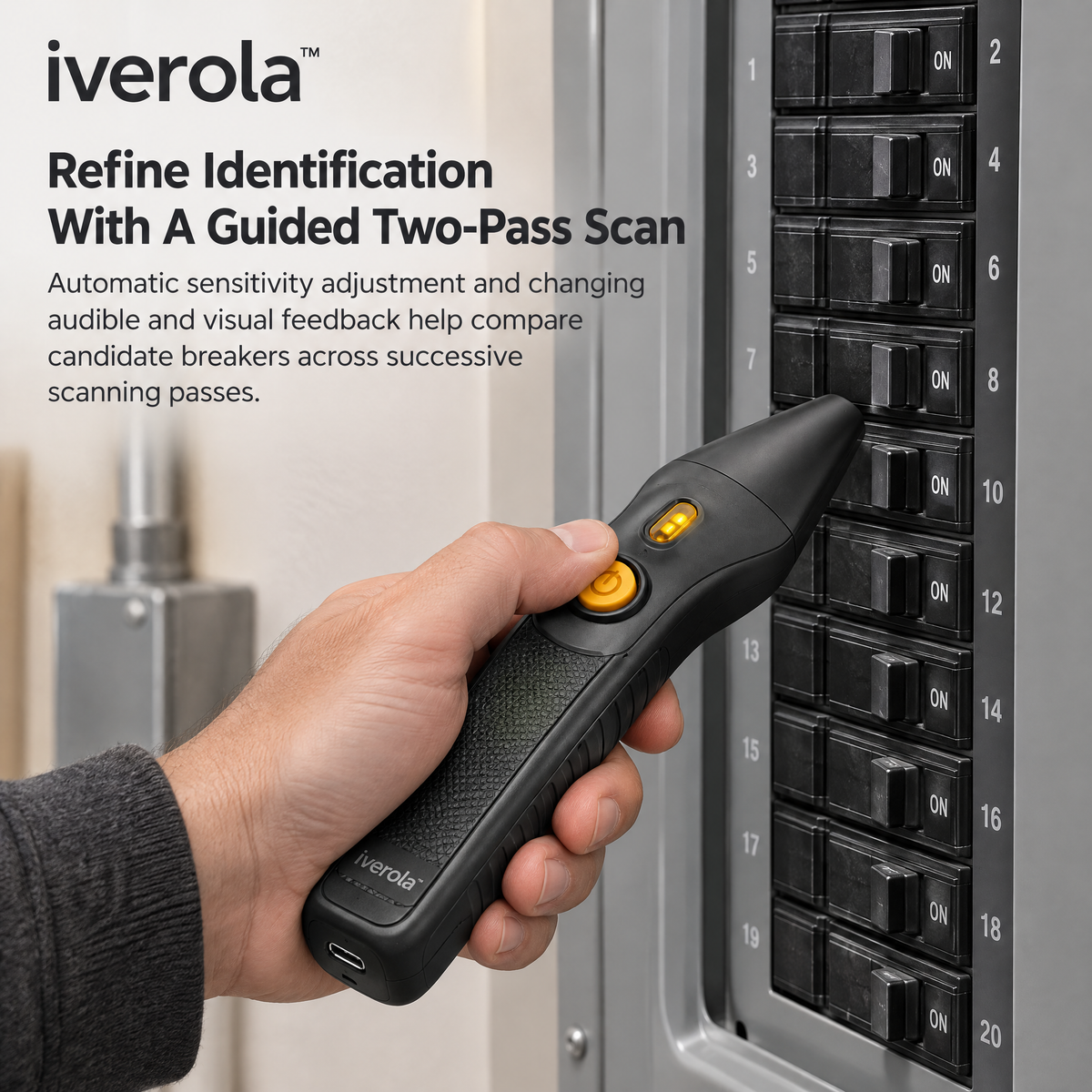 Iverola™ BreakerScout Digital Circuit Breaker Finder Kit — Electronic Outlet-to-Breaker Identifier with Plug-In Signal Transmitter, Handheld Circuit Scanner, Audible Detection &amp; USB-C Rechargeable Receiver for Home Electrical Troubleshooting