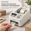 Iverola™ TapePilot Automatic Electric Tape Dispenser — Digital Tape Cutting Machine with Adjustable Length Settings, One-Touch Dispensing, Automatic Cutting Blade, Dual Feed Modes &amp; Rechargeable USB-C Power for Packaging