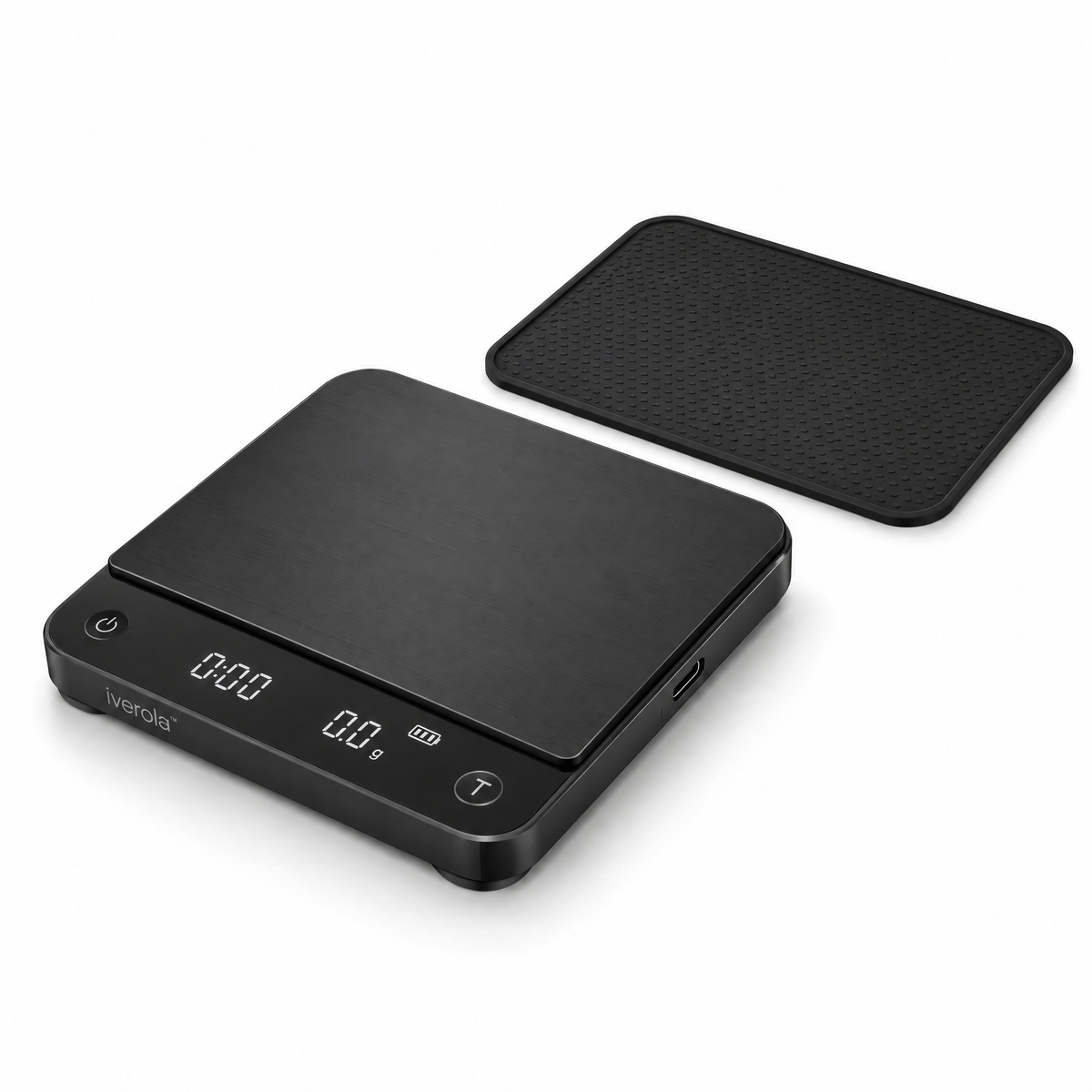 Iverola™ CremaFlow Smart Espresso Scale — Rechargeable Digital Coffee Scale with Real-Time Flow Rate Monitoring, Automatic Tare, Espresso Extraction Tracking, Touch Controls &amp; Water-Resistant Design for Home Baristas and Coffee Enthusiasts