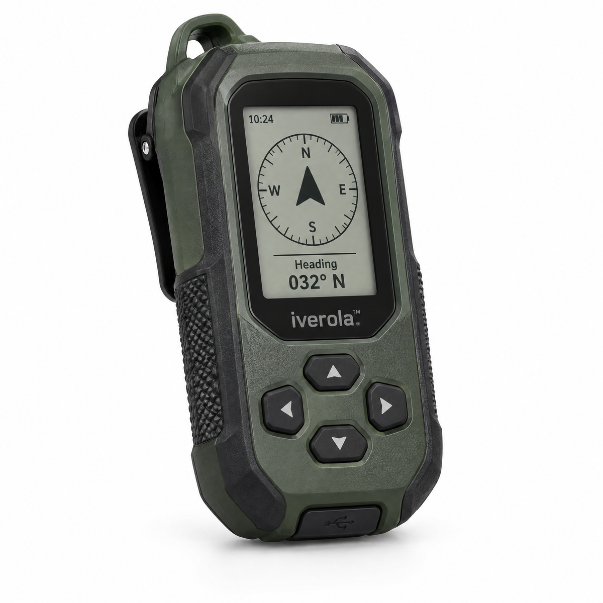 Iverola™ TrailVector Handheld GPS Navigation Compass — Rechargeable Outdoor Digital Compass with Satellite Positioning, Return-to-Start Guidance, Saved Waypoints, Electronic Direction Display &amp; USB-C Charging for Hiking