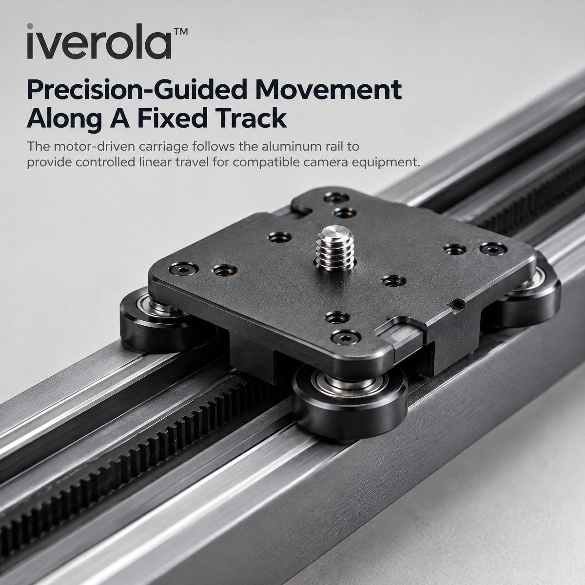 Iverola™ CineRail Motorized Camera Slider — Portable Electronic Camera Motion Track with Adjustable Slide Speed, Automatic Loop Mode, USB-C Rechargeable Battery &amp; Tripod Mounting for Video Creators and Product Photography