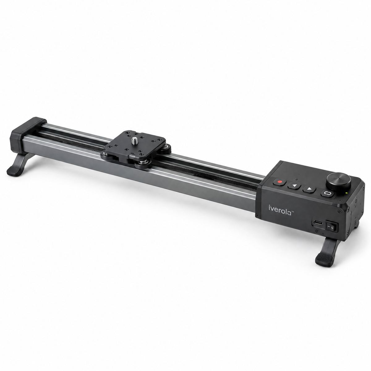 Iverola™ CineRail Motorized Camera Slider — Portable Electronic Camera Motion Track with Adjustable Slide Speed, Automatic Loop Mode, USB-C Rechargeable Battery &amp; Tripod Mounting for Video Creators and Product Photography