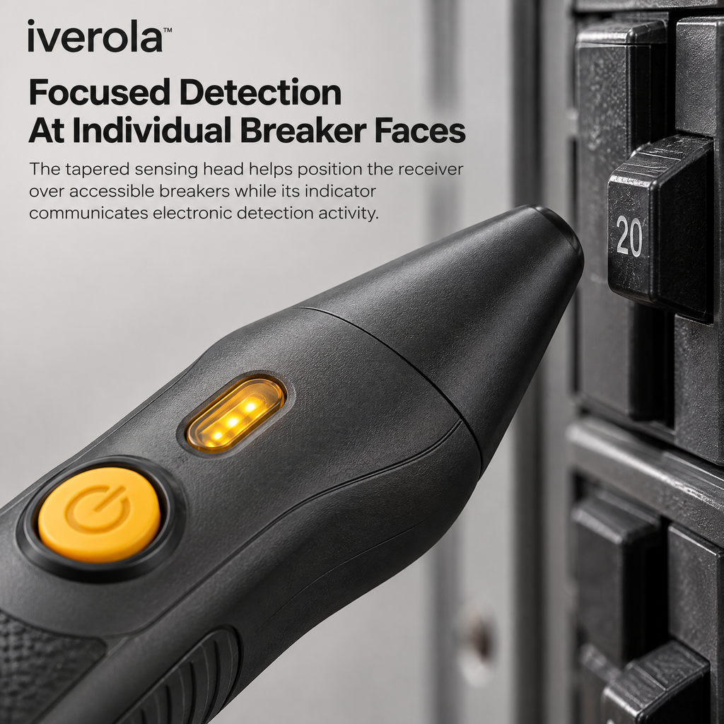 Iverola™ BreakerScout Digital Circuit Breaker Finder Kit — Electronic Outlet-to-Breaker Identifier with Plug-In Signal Transmitter, Handheld Circuit Scanner, Audible Detection &amp; USB-C Rechargeable Receiver for Home Electrical Troubleshooting
